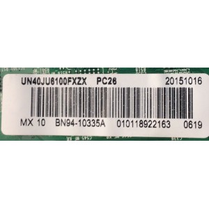 MAIN PARA TV SAMSUNG / NUMERO DE PARTE BN94-10335A / BN41-02443A / BN97-10435A / BN9410335A / 10335A / NUMERO DE PANEL CY-GJ040HGLVDH / MODELO UN40JU6100FXZA TH01